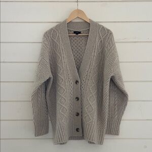 J. Crew Oatmeal Cable Knit Cardigan size L